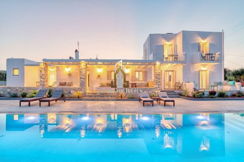Paros, Ampelas 3 Ultra-Luxury Newly Built Villas with a total area of 311sqm (the first two are two-level and the third is one-level) on a plot of 1240sqm with a 17.5x4 meter swimming pool with sun loungers, shaded seating areas and a barbecue area. ...
