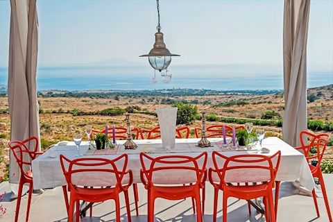 Located in an elevated position in a rural area, near the picturesque village of Aspro Chorio, this Cycladic villa is characterized by its perfect Cycladic white shapes contrasting the ample garden planted with indigenous vegetation of over 50 gracef...